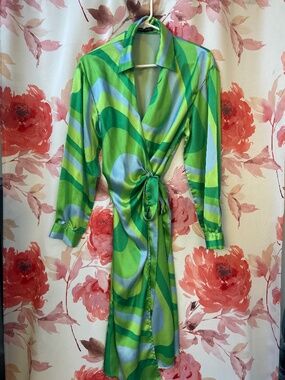 Vibrant green wrap dress